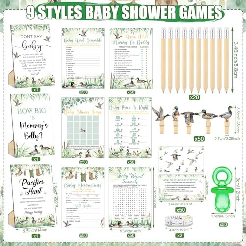 476 Pcs Mallard Duck Baby Shower Games, 9 Style Baby Shower Activities - Image 3