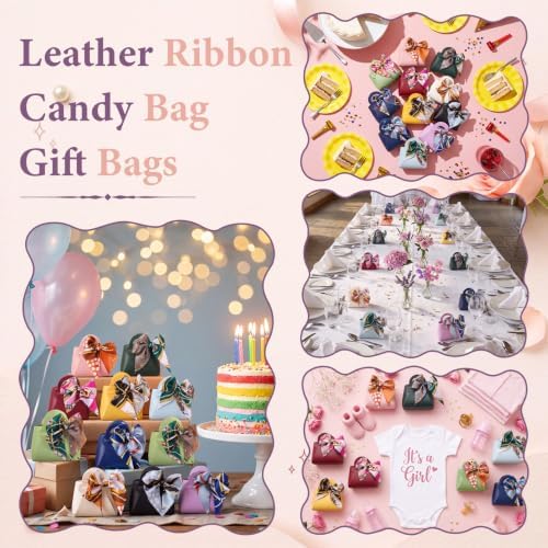 Kacctyen 50 Pack Mini Leather Purse Gift Bags PU Wedding, Multicolor - Image 5
