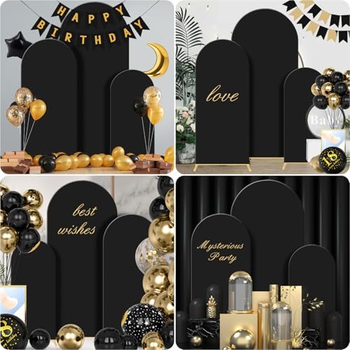 Gawicpy Wedding Arch Backdrop Stand Set Metal Arch Backdrop Stand with Wedding Arch Cover, Wedding Balloon Arch Backdrop Stand for Birthday, Baby Shower, Anniversary (Black, 4FT+5FT+6FT) - Image 4