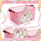 CHENGU 6 Pack Easter Storage Bin Collapsible Cute Easter Basket for Gift Large Pink Bunny Eggs Holiday Decor Rabbit Hunny Bunny Basket Foldable Farmhouse Flower Box with Handle for Bedroom Office Home - Image 3