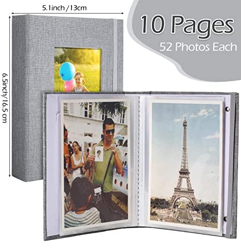 Tinlade 10 Pieces Small Photo Album 4 x 6 Inch Picture Album 26 Clear Pages Hold 52 Pictures Linen Cover Photo Book with Front Window(Gray) - Image 2