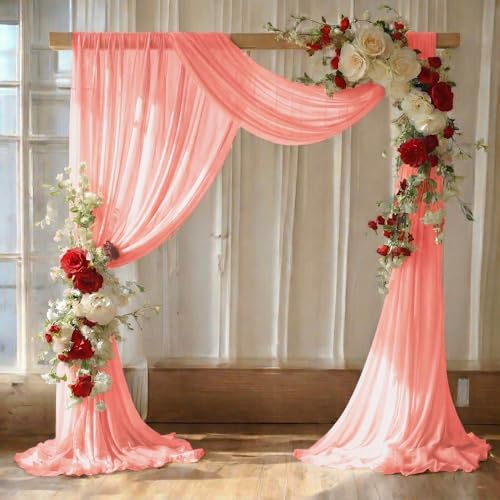 Pack of 2 Wedding Arch Drape Panel Fabric 30" x 30ft - Peach by MDS