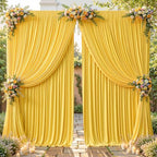 16ftx10ft Wrinkle Free Yellow Backdrop Curtain - 10 Feet Photography Backdrop Drapes, Silky Polyester Back Drop Cloth for Wedding Baby Shower Balloon Arch Background by Unknown