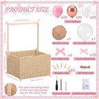 Juexica Baby Shower Crate Closet with Handle Large Hand-Woven Rattan Storage Baby Basket Box with Balloon Swing Bow Clips for Pregnancy Welcome Newborn New Parent Boys & Girls Gift () - Image 2