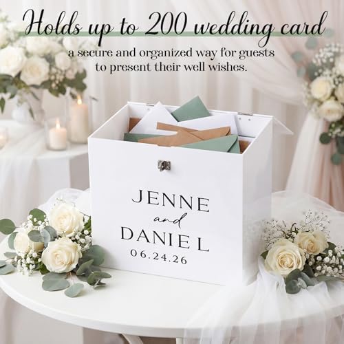 Novabright 10" Wedding Acrylic Card Box, White, Elegant Style - Image 4
