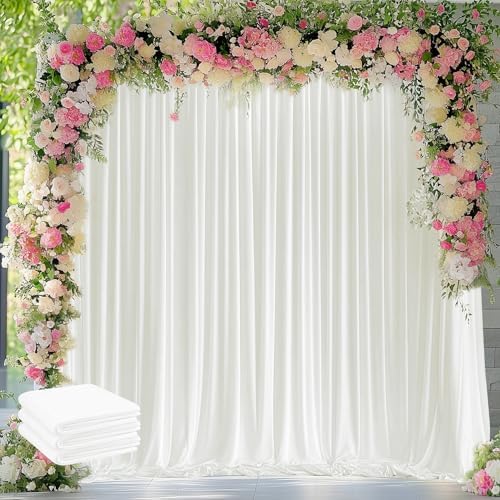 Wokceer Ivory Backdrop Curtain for Parties Backdrop Drapes, 3Pack 10x10FT by Wokceer