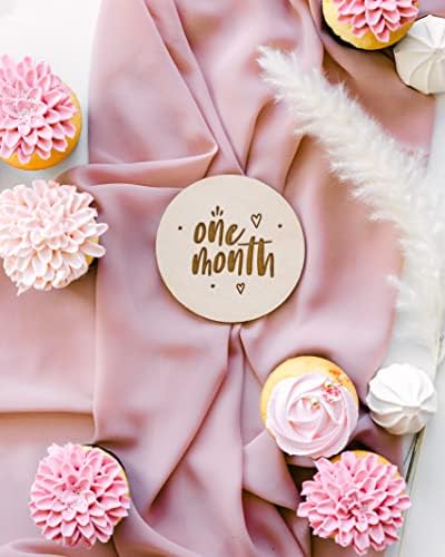The Cotton & Canvas Co. Wooden Disc Birth Announcement, Milestone Marker Plaque, Nursery Decor, Newborn Month Marker Cards - Image 2