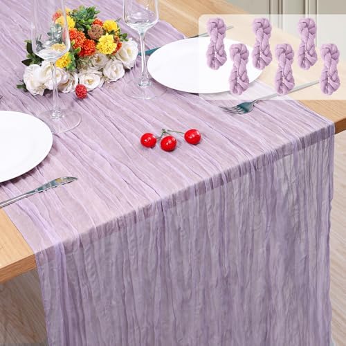 6 Pack Cheesecloth Table Runner 10Ft Christmas Gauze Boho Table Runners for Wedding Decor Bridal Shower Decorations Baby Shower Party(35" x 120") by Home