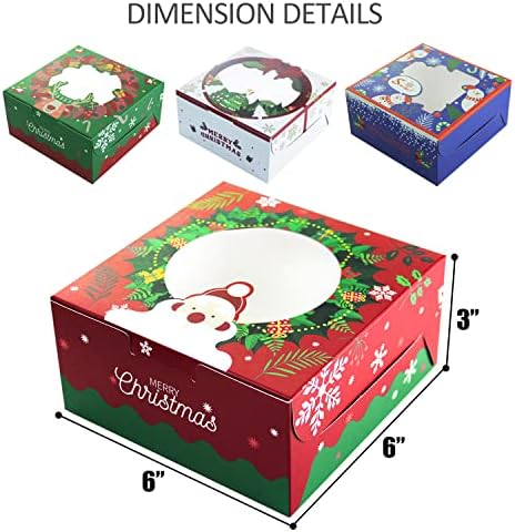 qiqee Christmas Bakery Box with Window 60packs 6x6x3 Cookie Boxes Pastry Box for Christmas - Image 5