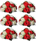 Sziqiqi Artificial Flower Centrepieces for Tables, Red & White, 6Pcs by SZIQIQI