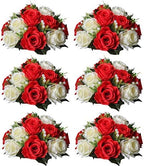 Sziqiqi Artificial Flower Centrepieces for Tables, Red & White, 6Pcs by SZIQIQI