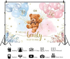 12x8ft Gender Reveal Backdrop Baby Bear Boy or Girl Photography Background Baby Shower Party Blue and Pink Banner Decorations Supplies Photo Booth Props - Image 2