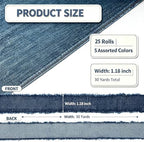 25 Rolls Frayed Denim Ribbon, Blue Jean Party Decorations - Image 2