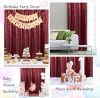 ShinyBeauty Sequin Backdrop 4 Panels 2x8FT Burgundy Gold for Wedding Party - Image 2
