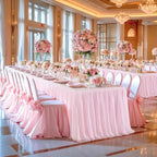 Wish Care 4 Pack Pink Tulle Table Cloth for Rectangle Tables 8FT Ruffle Tutu Stretch Fitted Tablecloths Wrinkle Free Tulle Tutu Skirt Table Cover for Party Wedding Girls Birthday Baby Bridal Shower - Image 6