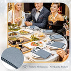 Gueevin 200 PCS Linen Feel Napkins with Plastic Dinnerware Napkin and Plastic Cutlery Set Disposable Dinnerware(Dusty Blue) - Image 7