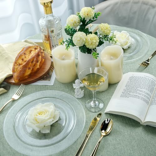 FLOWERCAT 60PCS Clear Plastic Plates - Disposable Clear Plates Heavy Duty for Fall Party/Wedding/Birthday- Include 30PCS 10.25inch Dinner Plates and 30PCS 7.5inch Dessert/Salad Plates - Image 6