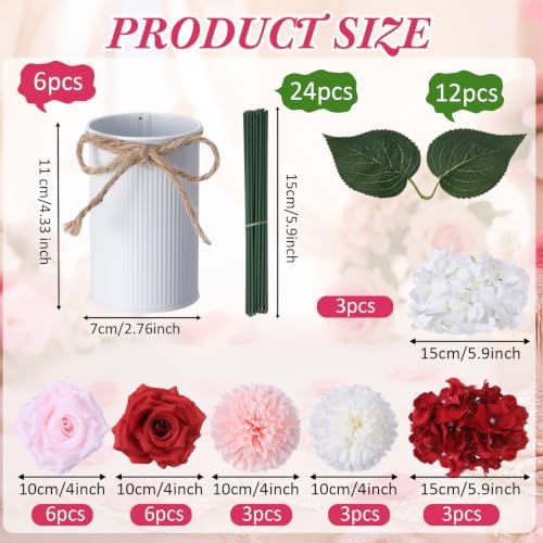 Zeyune 6 Set Artificial Centerpiece, Red,White, Stylish Style - Image 2