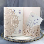 50PCS 3D Lace Flower Laser Cut Wedding Invitation Cards with Envelope Blank Inner Sheet Hollow Out Flower Shape Invitations for Wedding Quinceanera Birthday Shower Engagement Party 05 by Ykybhx