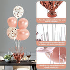 6 Set Rose Gold Christmas Table Balloons Foil Spray Table Centerpiece with Rose Gold and Confetti Balloons Stand Kit for Birthday Party Baby Shower Wedding Bridal Shower Prom Cake Table Decorations - Image 5