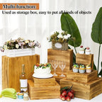 Barydat 8 Pcs Large 13.7" Wood Risers Display, Dark Brown - Image 5