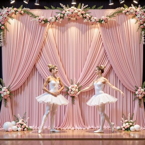 40x10FT Dusty Rose Backdrop Curtains for Wedding Parties, Wrinkle Free Polyester Photography Backdrop Drapes for Baby Shower Birthday Parties Stage Background Stand Decorations 4x10ft,10 Panels - Image 4