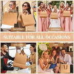 PerKoop 40Pack Kraft Gift Bag with Handles 4 Sizes, Horizontal, Brown - Image 5