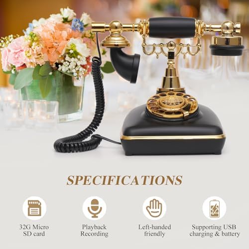 UKBW Audio Guest Book Wedding Phone, Audio Phone Guestbook, Record Audio Messages with Guestbook, Guestbook Alternative for Wedding, Birthday Party, Baby Shower, Anniversary, Engagement(Black) - Image 2