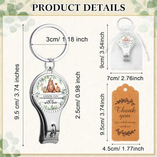 50 Sets Bottle Openers Baby Shower Return Favors for Guest Nail Clipper Bottle Opener Decorations with Thank You Tags Organza Bags for Baby Shower Gender Revel Party Souvenirs(Jungle Animal) - Image 2