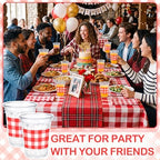 100 Pcs Red Gingham Plastic Cups for Party Decorations, 12 oz - Image 5