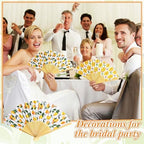 Briwooody 48 Set Lemon Hand Folding Fans with Organza Bags Bulk Wedding Favors for Guests Mediterranean Lemon Paper Fan for Bridal Shower Supplies Bridesmaid Gifts Italian Summer Party Decorations - Image 3