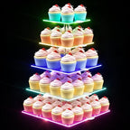 5 Tier Cupcake Stand with Rechargeable Light, LED Acrylic Cupcake Tower - Image 2