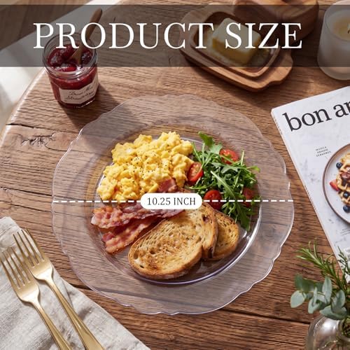 WDF 60pcs Clear Plastic Plates Disposable - 10.25inch Clear Dinner Plates Baroque Disposable Plates for Wedding/Party/Birthday/Summer Party - Image 6