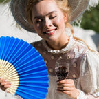 Blulu 40 Pcs Blue Hand Fans Bulk Folding Bamboo Silk Foldable Handheld Fan for Women DIY Line Dance Clapping Popping Wedding Bridal Shower Baby Shower Birthday Party Favors Gift Decoration - Image 2
