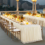 Champagne Tablecloth for 6 Foot Rectangle Tables with Tulle Table Skirt - Image 3