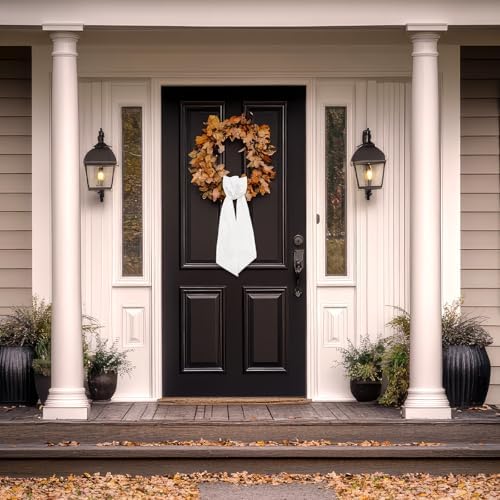 10 Pieces Christmas Wreath Sash for Front Door, Winter White Cotton Ribbon Bow for Wreath Decorations - Image 5