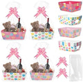 OSNIE Sweet Candy Heart Empty Gifts Baskets with Cellophane Bags and Ribbons Bows, 24 Set Colorful Tray Cardboard Gift Baskets for Romantic Things to Fill Wedding Birthday Anniversary Decor by OSNIE