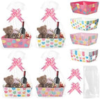 OSNIE Sweet Candy Heart Empty Gifts Baskets with Cellophane Bags and Ribbons Bows, 24 Set Colorful Tray Cardboard Gift Baskets for Romantic Things to Fill Wedding Birthday Anniversary Decor by OSNIE