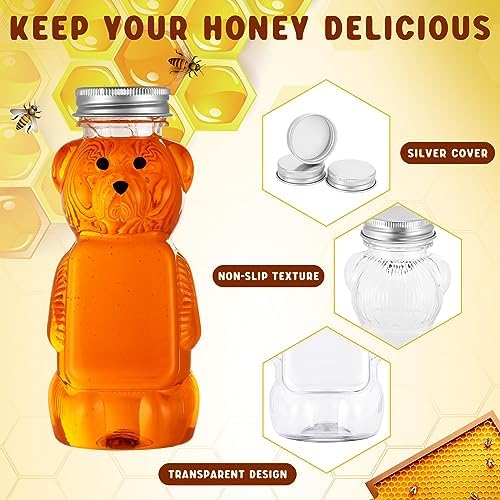 Mifoci 36 Pcs 8 oz Plastic Honey Bear Cups Clear Honey Container with Screw Top Lid Jar Empty Bear Bottle Shape for Holidays Gifts Baby Shower Juice Candy Milk Tea Storing Dispensing - Image 4