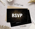 50 Blank RSVP Cards,RSVP Postcards No Envelopes Needed,Gold Confetti Print Response Card,RSVP for Wedding,Baby Shower,Bridal Shower - Image 3