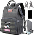 Diaper Bag Backpack for Dad and Mom with USB Charging Port Stroller Straps and Insulated Pocket,army military Travel Nappy Backpack for Daddy/Mommy (Dark Grey) by Qwreoia-CoolDiaperBagStyle