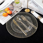 DaYammi 210PCS Gold Glitter Plastic Dinnerware Set for 30 Guests - Image 6