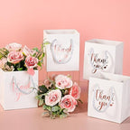 Honoson 60 Pcs Mini Thank You Gift Bag with Handle Bulk,Rose Gold and White - Image 2