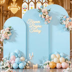 Baby Blue and Royal Blue Arch Cover 3 Set-7.2FT, 6.6FT, 6FT Arch Backdrop Cover Spandex Fitted 2- Color Fabric Stand Covers for Baby Shower Boy Birthday Party Wedding Photo Background Decorations - Image 3