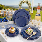 WDF 200pcs Blue Plastic Plates - Navy Blue Plates Disposable - Heavy Duty Plastic Plate for Weddings/Parties/Birthday/Independence Day/Father's Day - Image 3