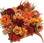 Artificial Flowers 25pcs Real Looking Red Silk Fake Flowers Combo with Stems for DIY Wedding Bouquets Bridal Shower Centerpieces Party Decorations (Orange) by RUIDKUN