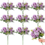 Zeyune 8 Pack 12 Inch Artificial Rose Bouquet, Purple and Lilac by Zeyune