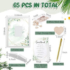 Kosiz Baby Shower Guest Book Frame, 60 Guests Wooden Hearts, Greenery - Image 2
