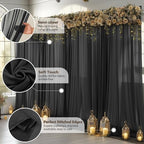40ft x 10ft Black Backdrop Curtain Drapes, Wrinkle-Free Sheer Chiffon Fabric Photo Background Panels for Wedding Arch Party Ceremony Stage Photography Decorations - Image 6