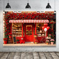15x10ft Valentines Day Photography Backdrop Red Rose Bakery Storefront Background with Heart Balloons Bear Bicycle Cake Shop Brick Wall Floral Decor for Portrait Photo Booth Party Decoration by ASDCXZ